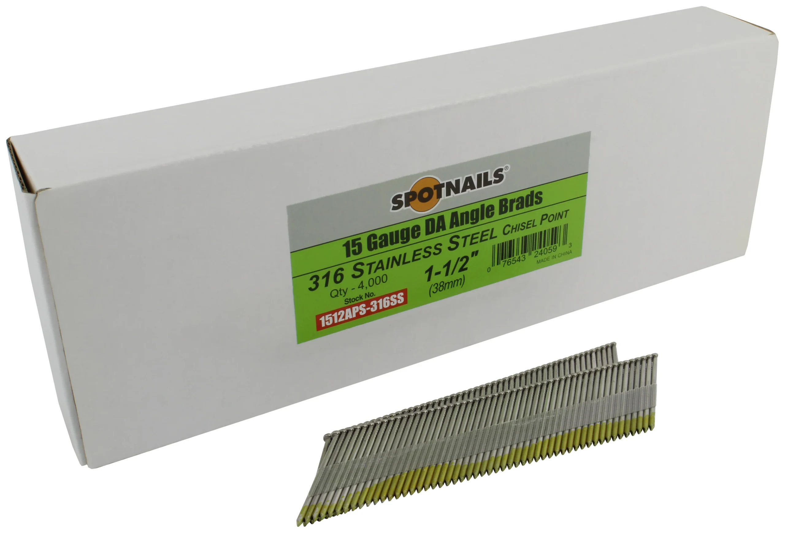 Spotnails 1512APS-316 1-1/2 in. 316 Stainless Steel 15 Gauge DA Angle Brads, 4,000/Box