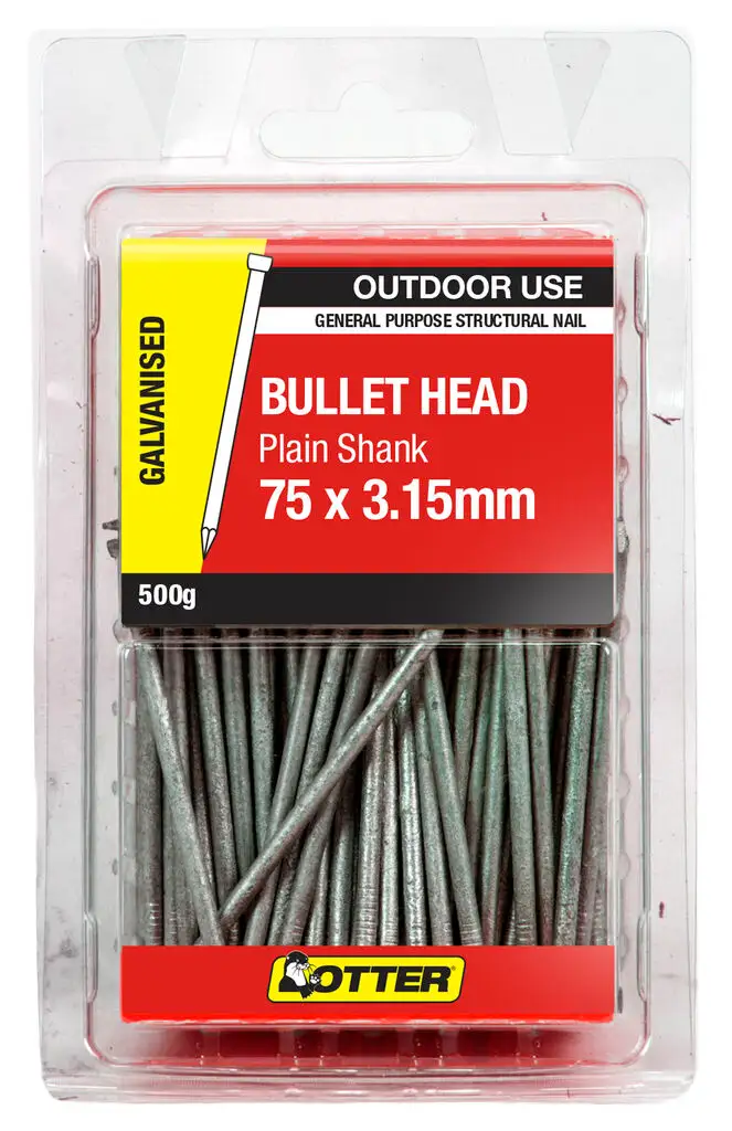 Otter Bullet Head Galvanised Nail 75 x 3.15mm 500g