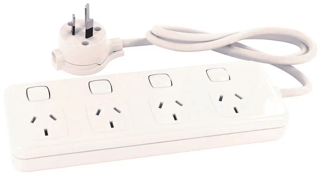 HPM General Purpose 4 Outlet Switched Powerboard White