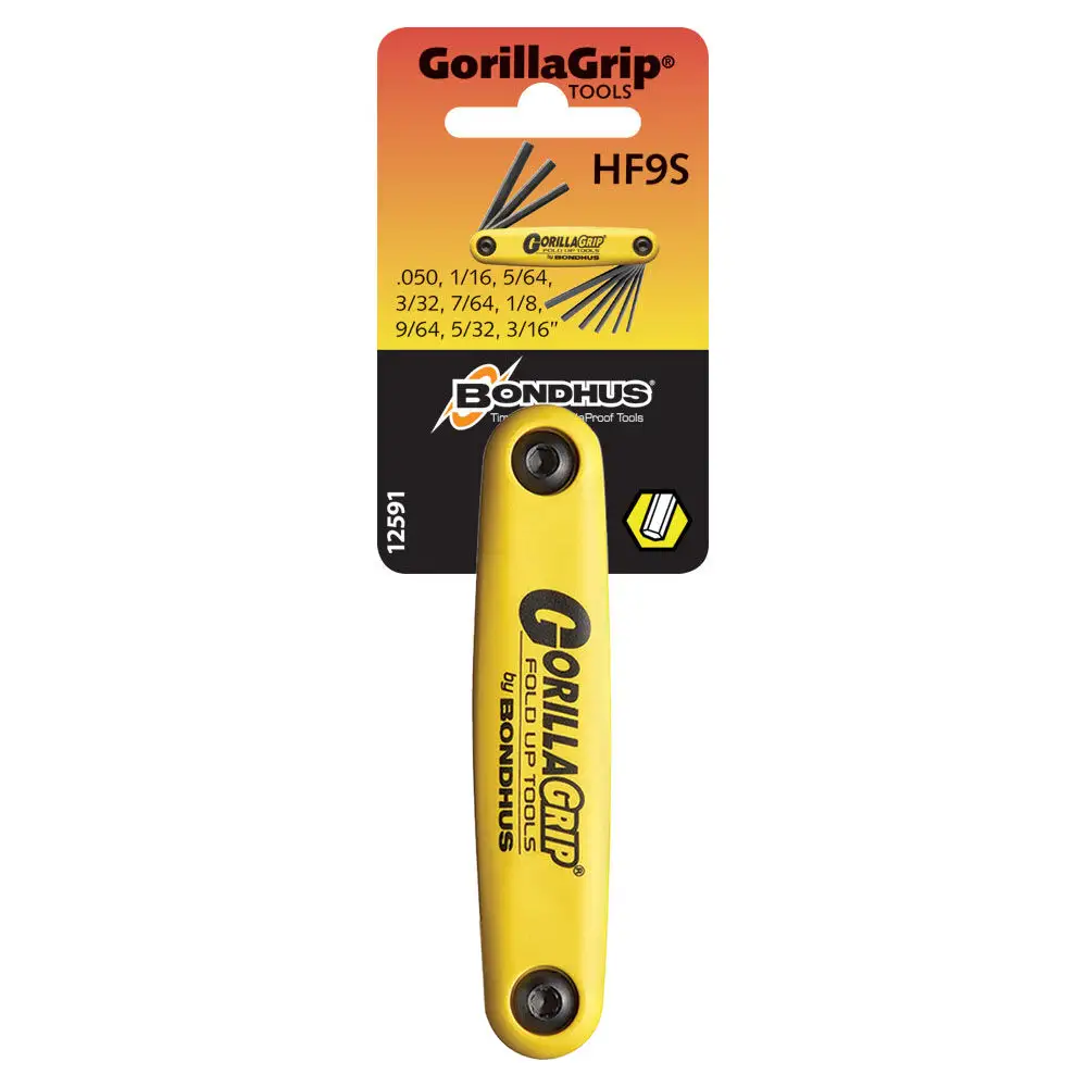Bondhus GorillaGrip Hold Up Allen Key Set Imperial 0.050-3/16" - 9 Piece