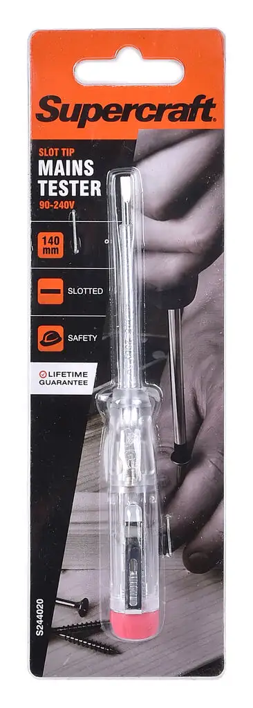 Supercraft 240V Mains Tester Slot Tip 90 - 140mm