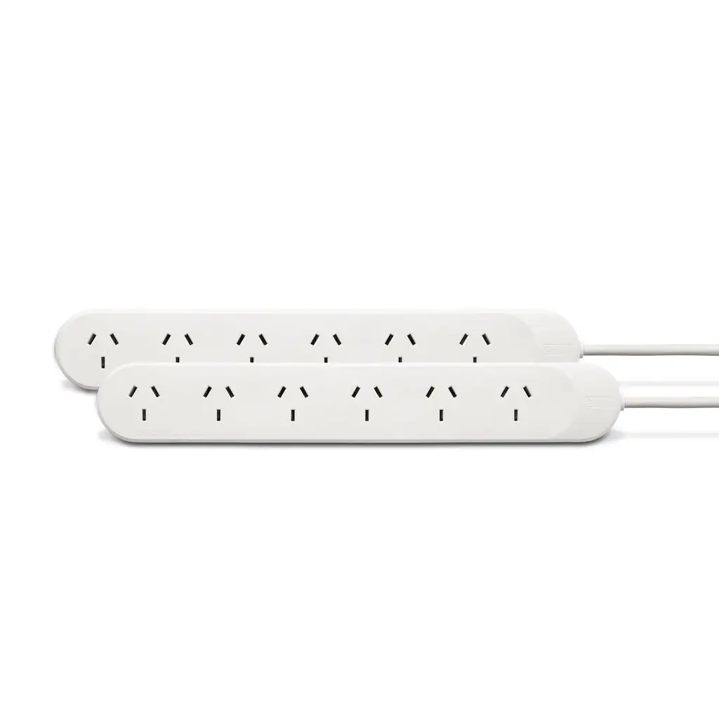 HPM Standard 6 Outlet Powerboard - 2 Pack