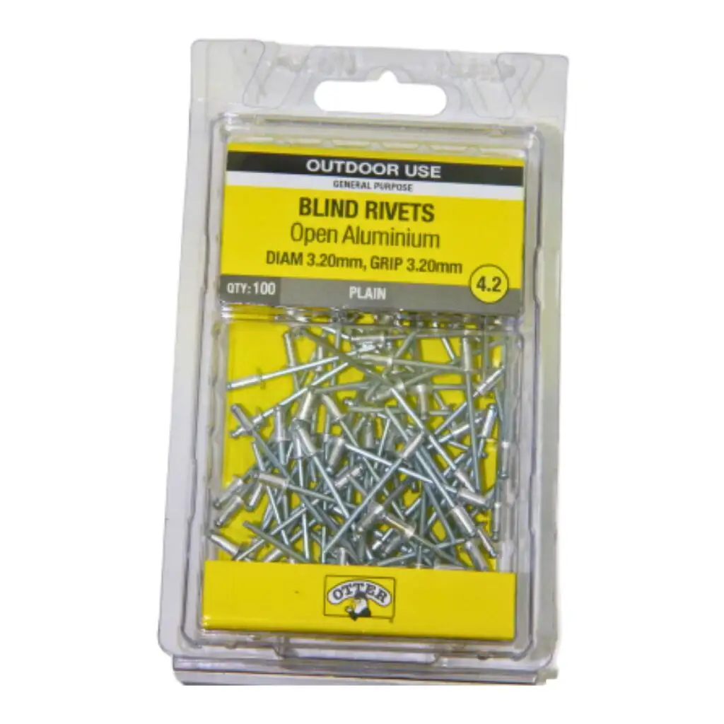 Otter Blind Rivets Open Aluminium 3.2 x 3.2mm - 100 Pack