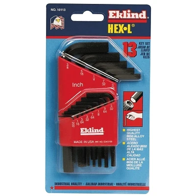 Eklind Tool 10113 Hex-L Key Set13 per holderHex TipInchShort Arm