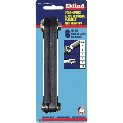 Eklind Tool 21151 Metric Fold-Up Hex Key Set6 per Fold-UpHex TipMetricLong