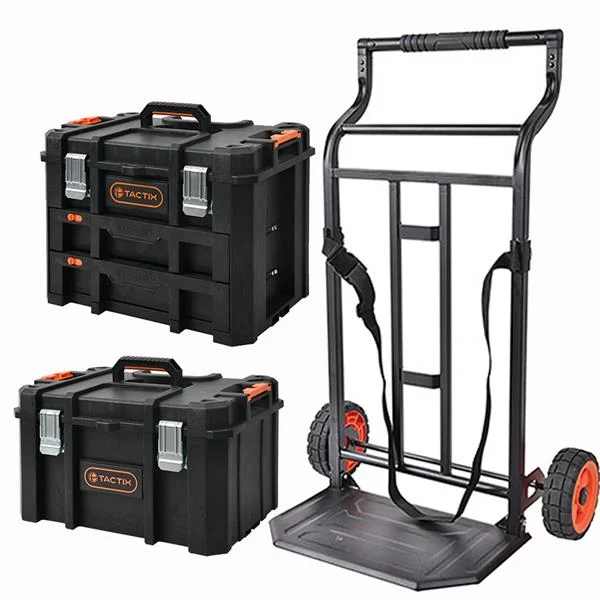 TacTixSet of 3 - Transport Trolley,Deep 2 Drawer,Mid Tool Box - 32035