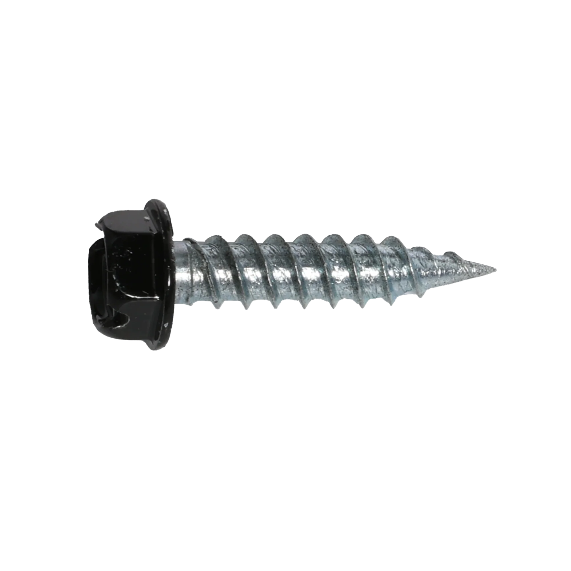 Malco HW8X3/4ZBT Black Painted Zip-in Self-Piercing Sheet Metal Screws - Size 8 Shank- 3/4" Length - 1/4" Slotted Hex Head - Tub of 1000