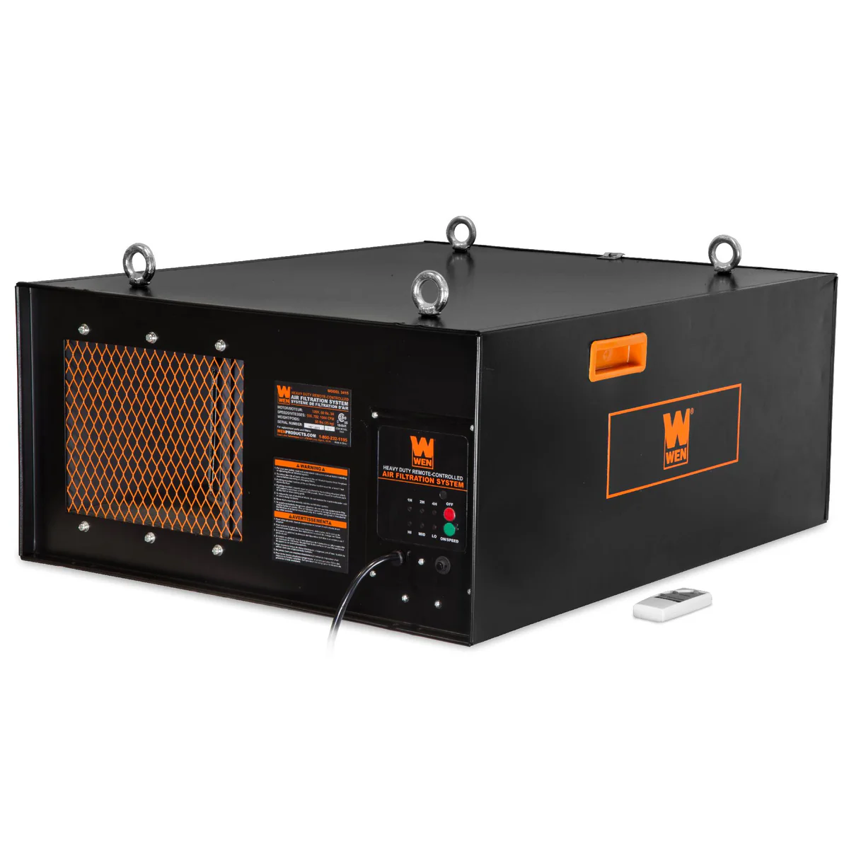 WEN 3417 3-Speed Remote-Controlled Industrial-Strength Air Filtration System (556/702/1044 CFM)