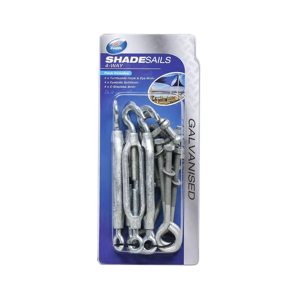 Zenith Shade Sail Kit 4 Way Galvanised
