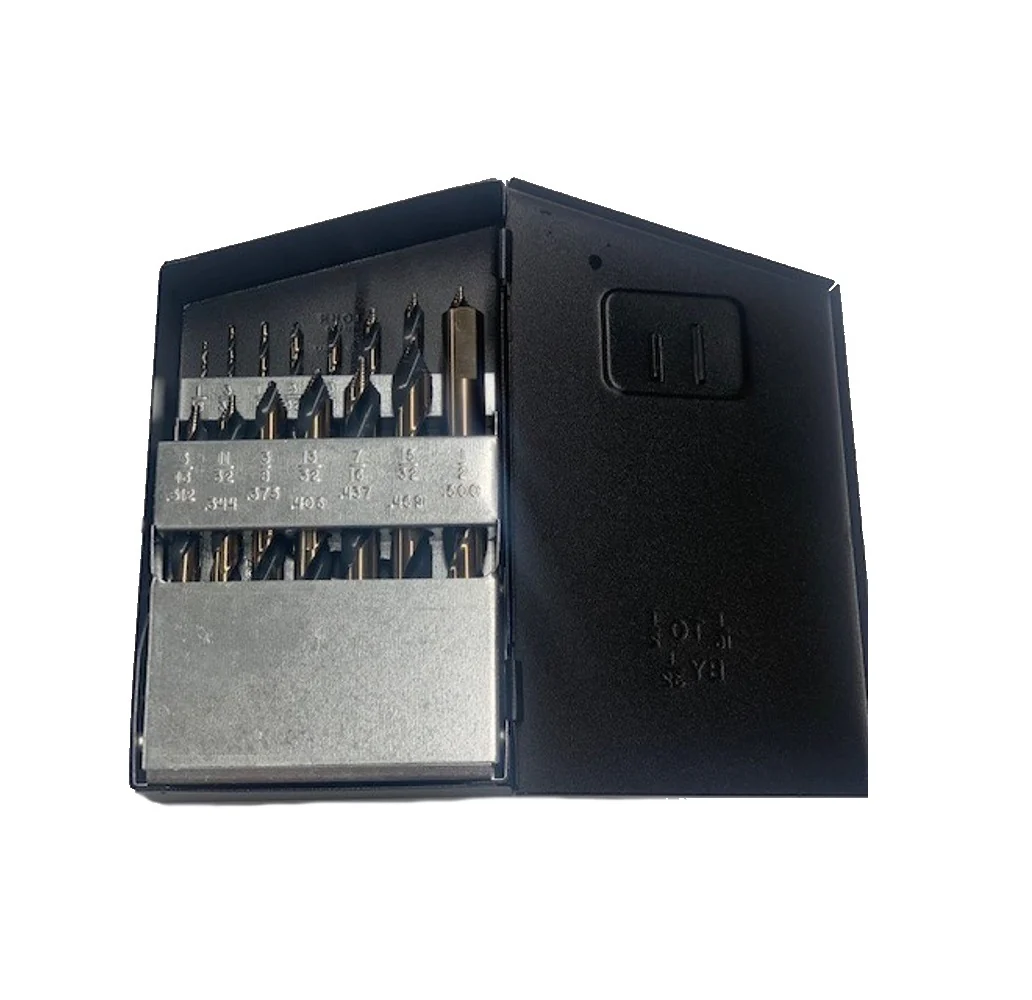 Norseman 22873 1/16 in. - 1/2 in. Black and Gold Oxide Hi-Molybdenum Steel Drill Bit Set, 15-Piece