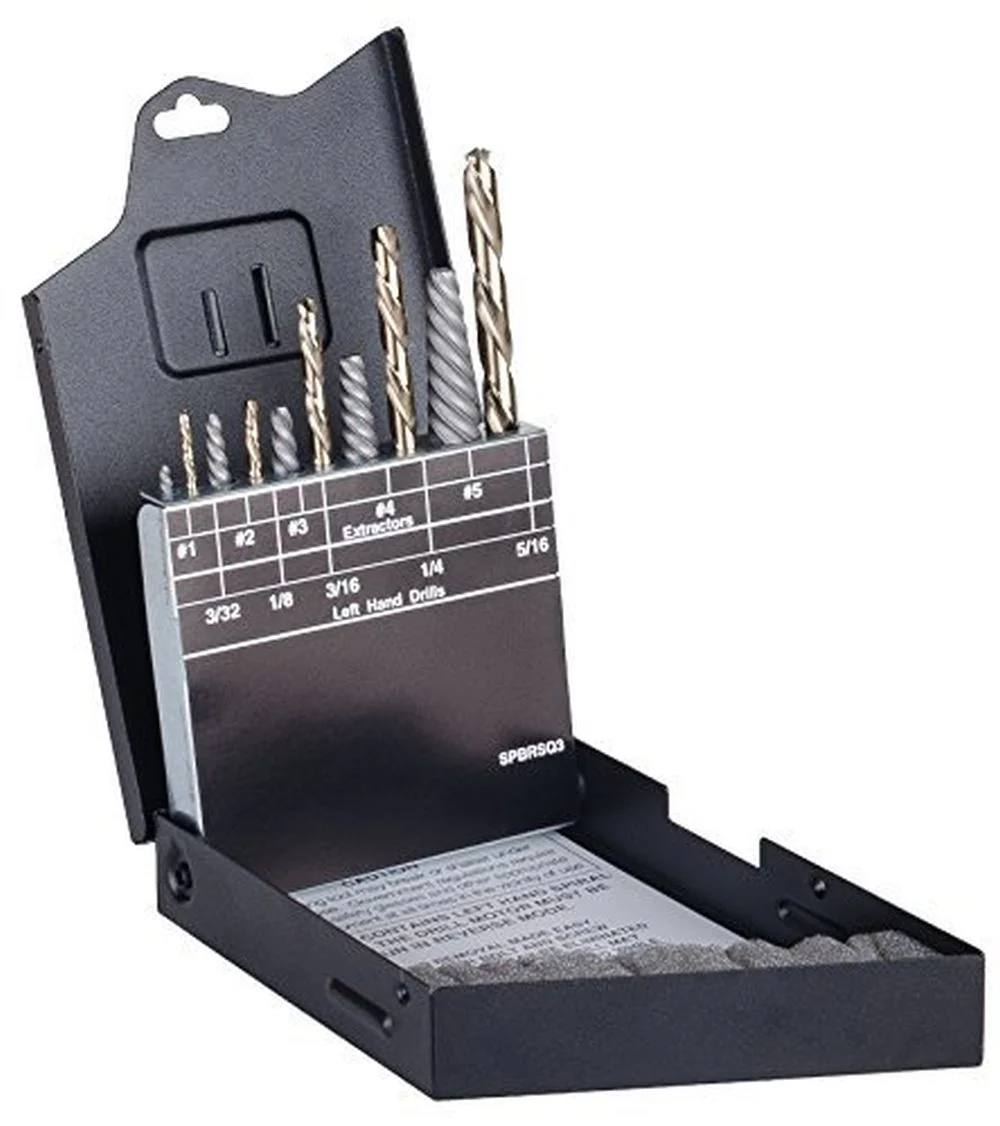 Viking Drill and Tool 58510 Gold Oxide Hi-Carbon Steel Bolt Extractor Set with Metal Case, 10 Piece Set