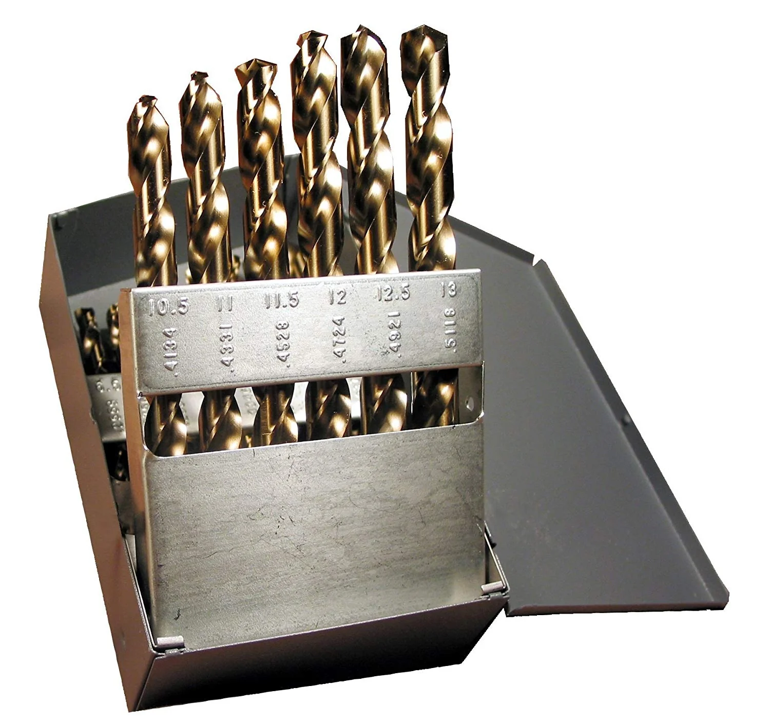 Viking Drill and Tool 58680 135 Degree Split Point Gold Oxide M42 Cobalt Drill, 25 Piece Set