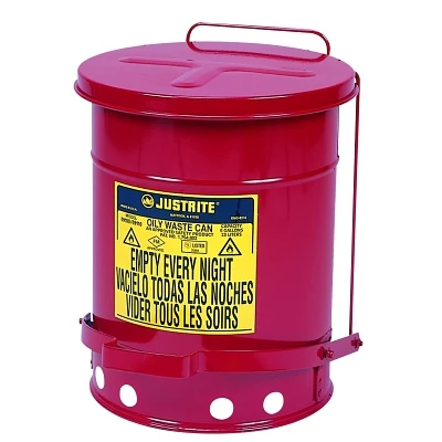 Justrite 09100 6 GALLON OILY WASTE CANW/LEVER