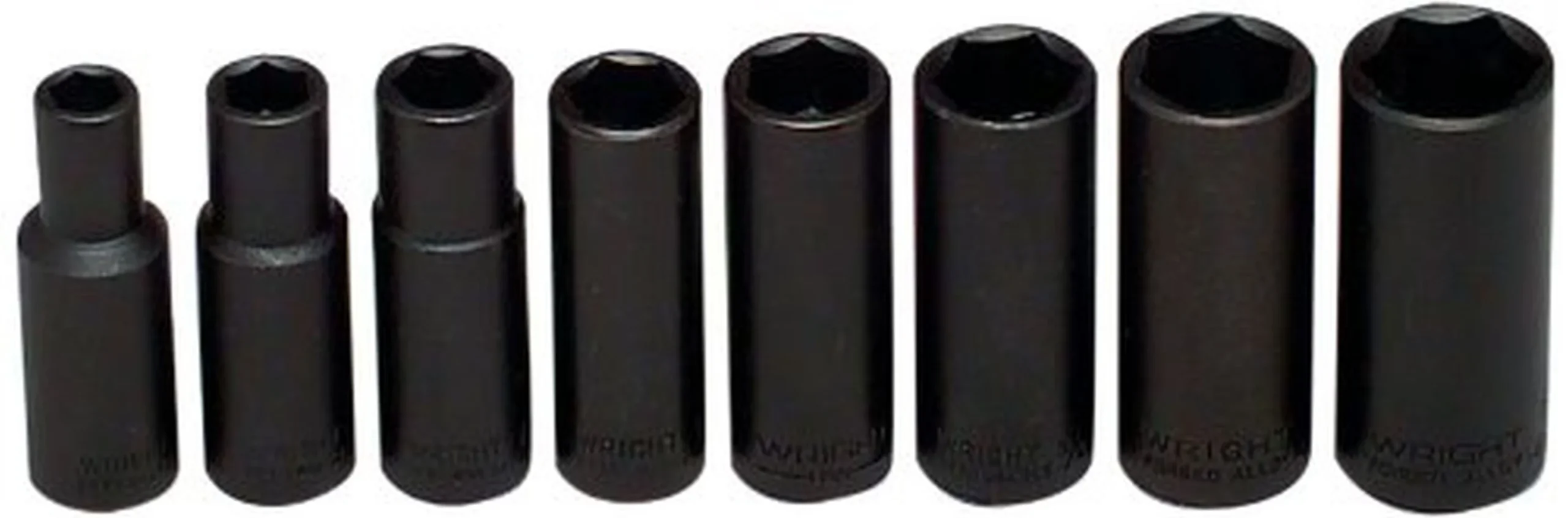 Wright Tool 314 3/8 in. Drive 6 Point Black Oxide Alloy Steel Deep Impact Socket Set, 8 Piece Set