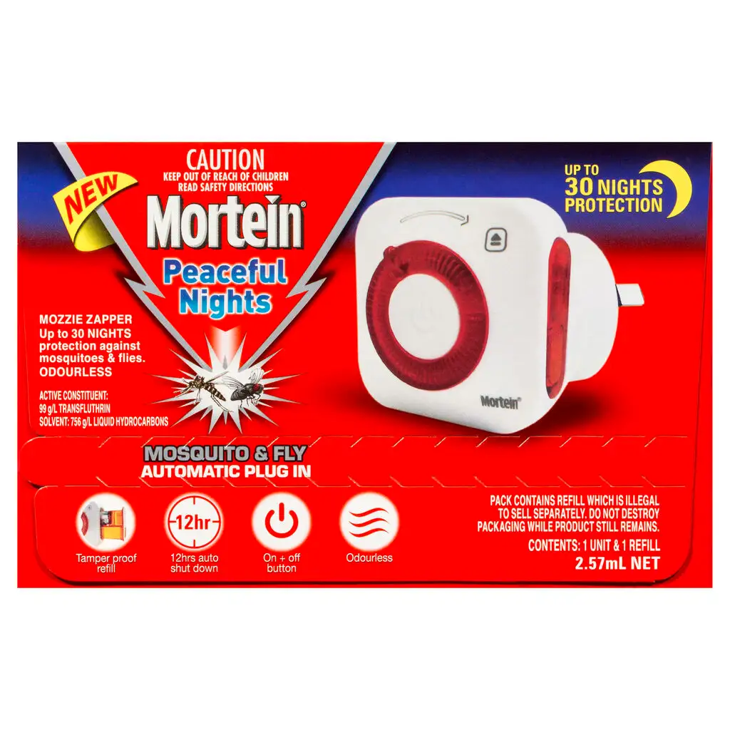 Mortein Peaceful Nights Automatic Plug-In Fly & Mosquito Repellent 2.57mL