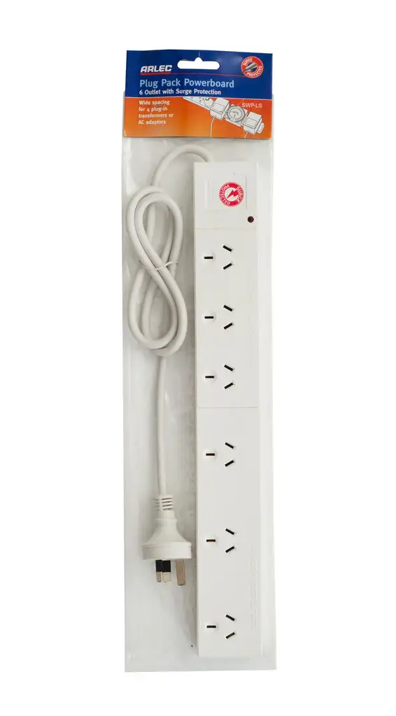Arlec 6 Outlet Powerboard with Surge Protection SWP-S