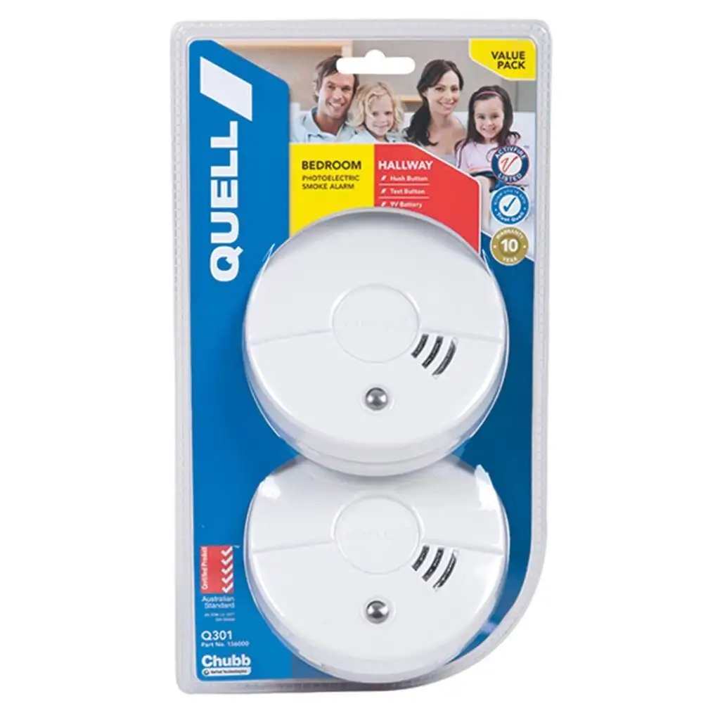 Quell Photoelectric Smoke Alarmwith Hush Test Twin Pack