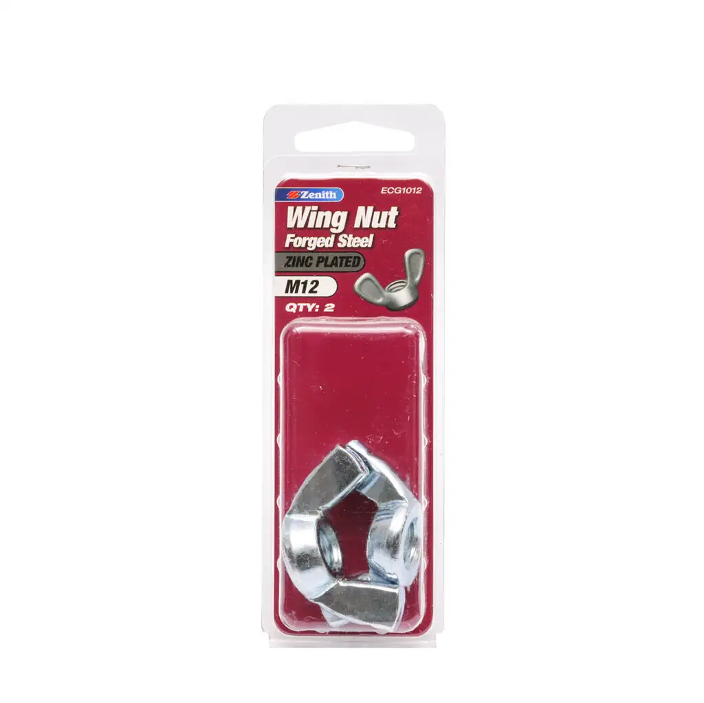 Zenith Wing Nut Forged Steel Zinc Plated M12 - 2 Pack