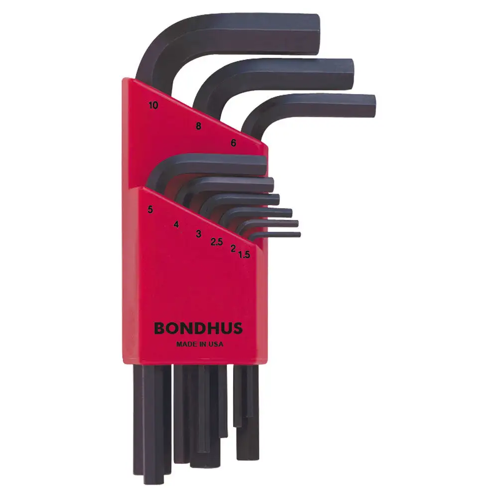 Bondhus Hex End L-Wrench Allen Key Set Metric Short - 9 Piece
