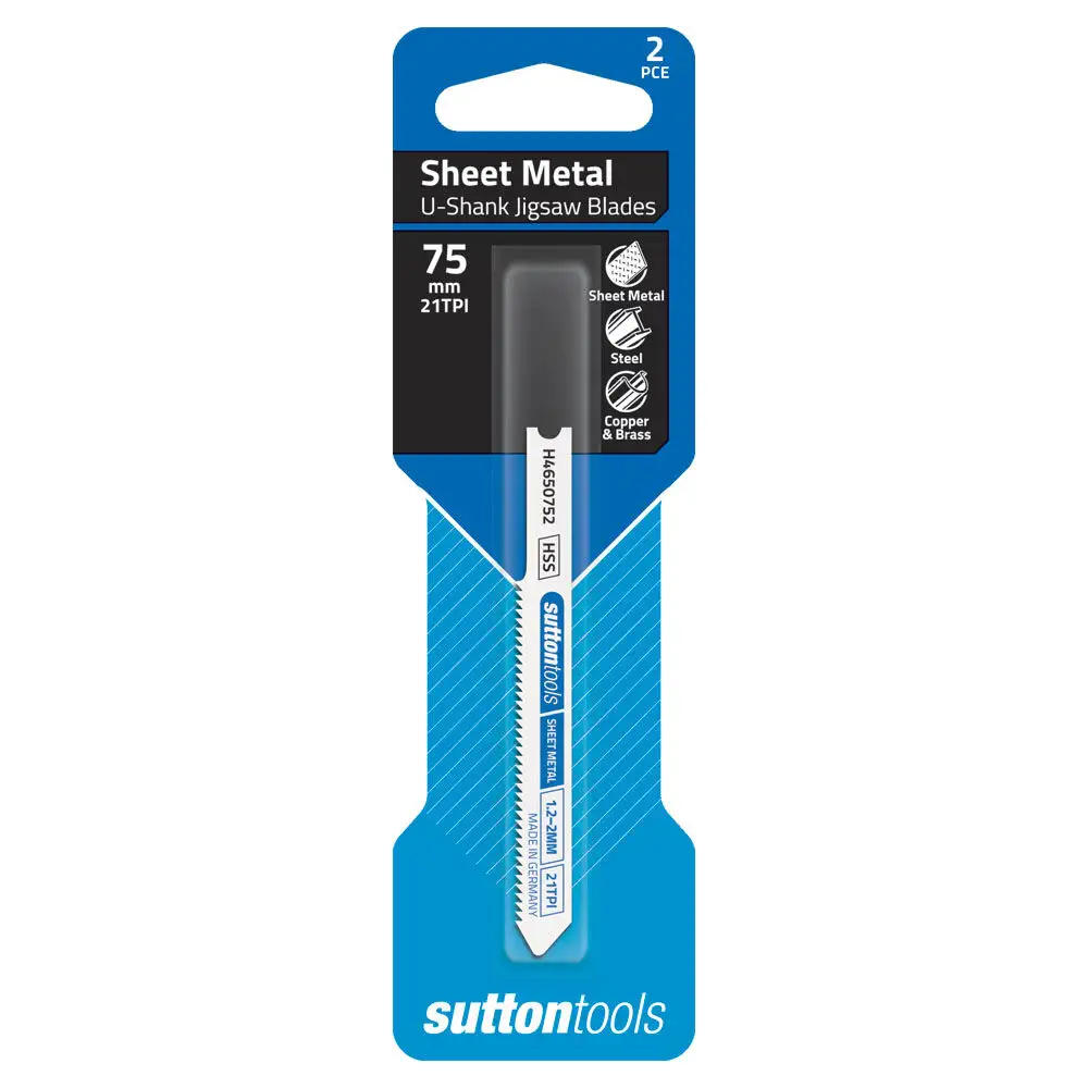 Sutton Tools U-Shank Jigsaw Blade Sheet Metal General 75mm - 2 Piece