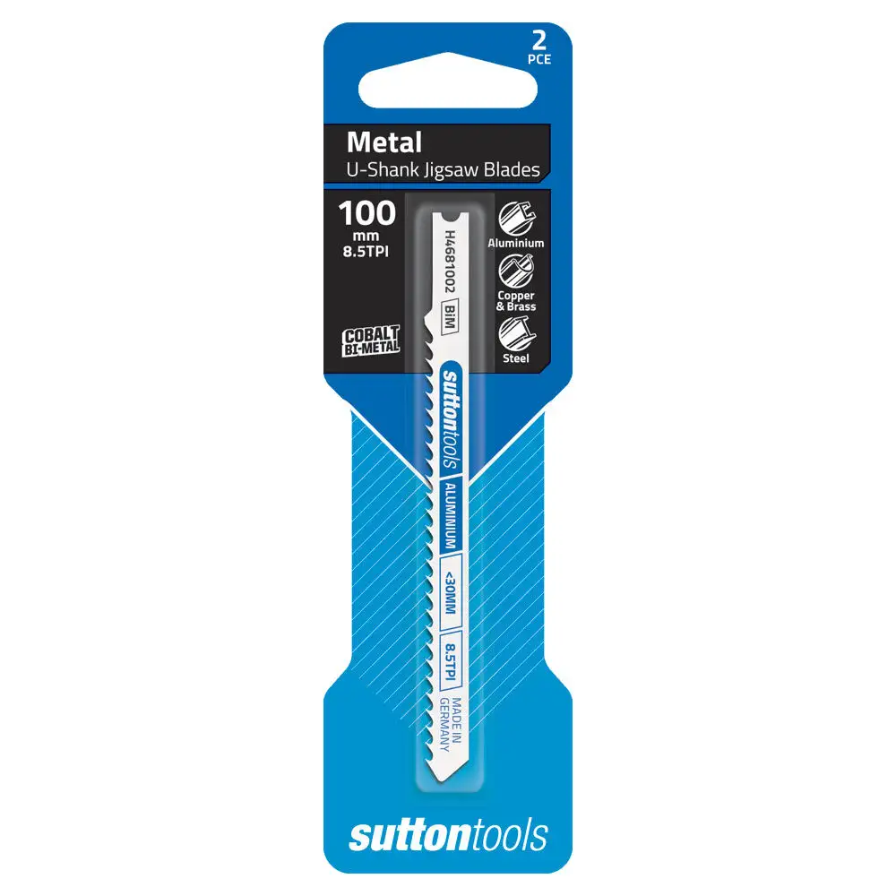 Sutton Tools U-Shank Jigsaw Blade Metal Aluminium 100mm - 2 Piece