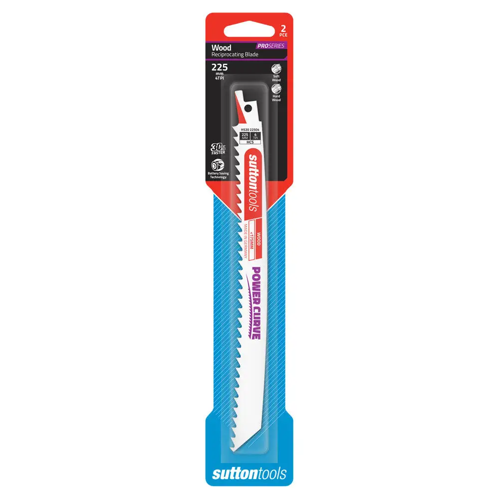 Sutton Tools Wood Reciprocating Blade Power Curve 225mm