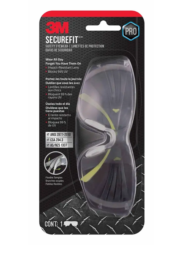3M SecureFit 400 Series Safety Glasses Clear