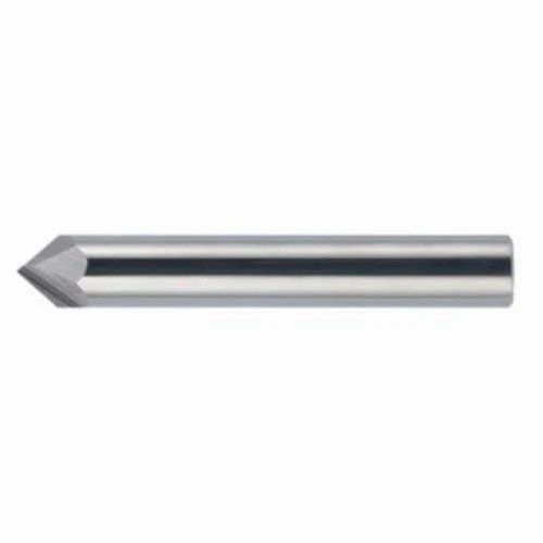 Bassett-B10225 MCH-4R Series Solid Carbide End Mill, Uncoated (Bright) Finish, 4 Flute, 60 Degrees Profile Angle, Chamfer End, 0.84" Cutting Length, 1/2" Cutting Diameter, 3" Length, 1/Box