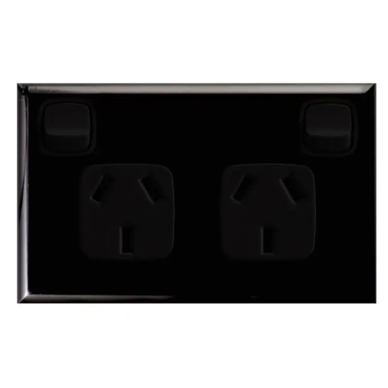 HPM 10A 2 Gang Powerpoint Black