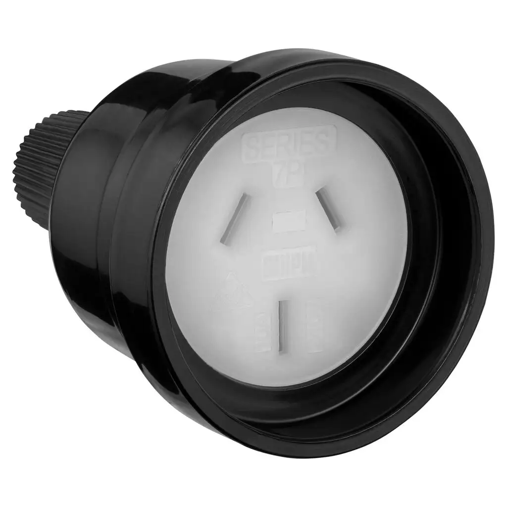 HPM 10A Rear Entry Extension Cord Socket Black