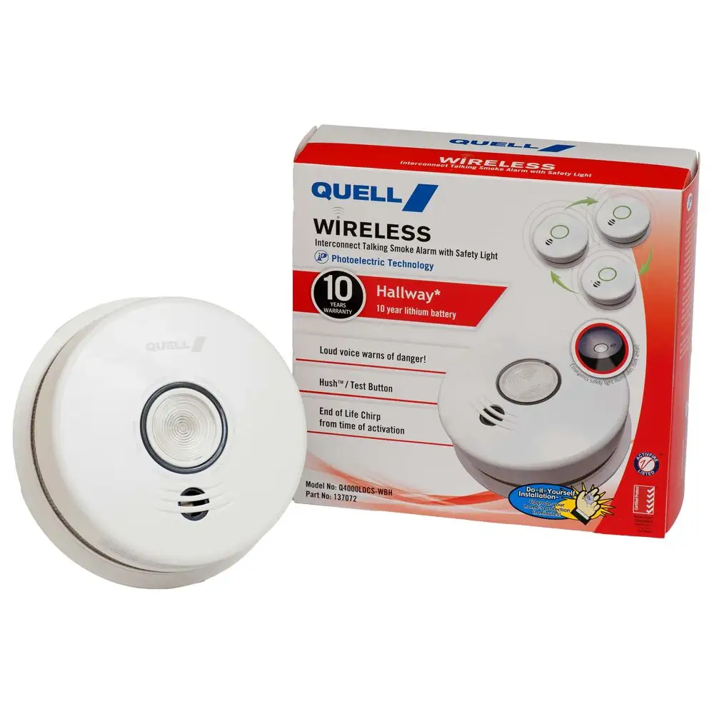 Quell Wireless Photoelectric Hall Smoke Alarm Voice Alert