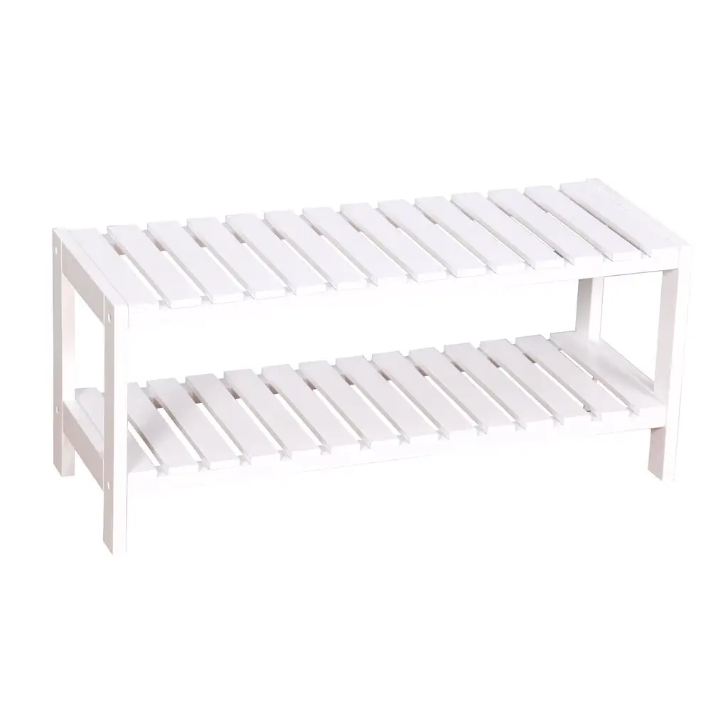 2 Tier MDF Shoe Rack White