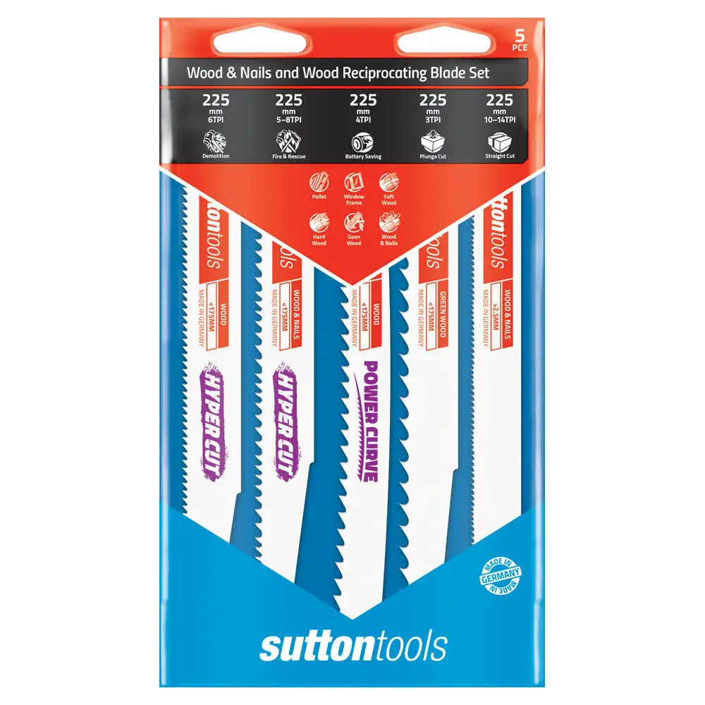 Sutton Tools Wood Reciprocating Blade Set - 5 Piece