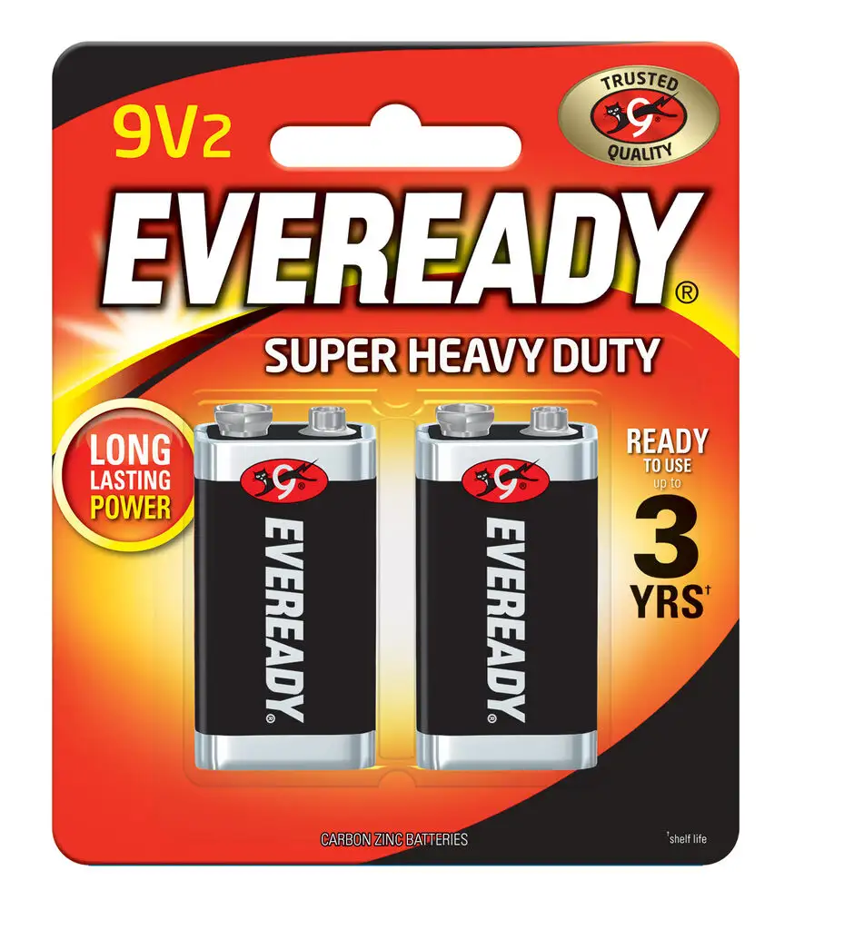 Eveready 9V Super Heavy Duty Black Battery - 2 Pack
