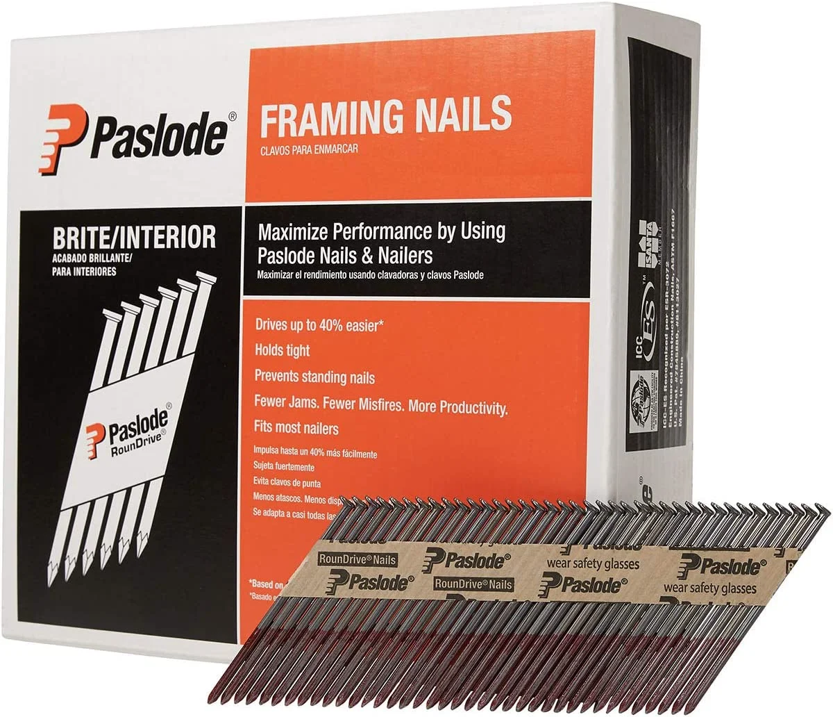 Paslode 650839 3-1/4x131 30-34 Degree Paper Tape Bright Smooth Shank Nails, 2,500/Box