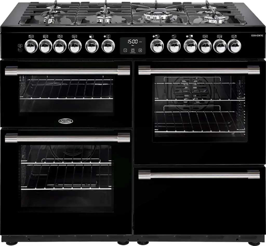 Belling Cookcentre Dual Fuel Range Cooker Black 1100mm