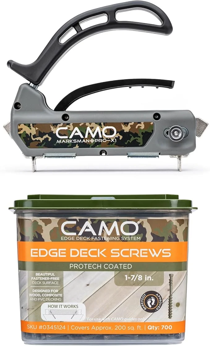 CAMO Marksman Pro-X1 Kit, Deck Tool, 700 Edge Screws & Bits, Edge Fastening Installation, 1/16" Spacing, Fits 5-1/4-5-3/4" Wood Decking