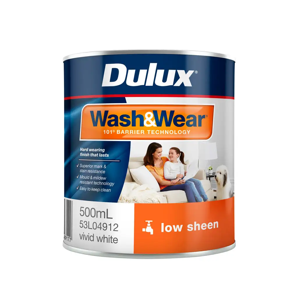 Dulux Wash & Wear Interior Low Sheen Vivid White 500ml