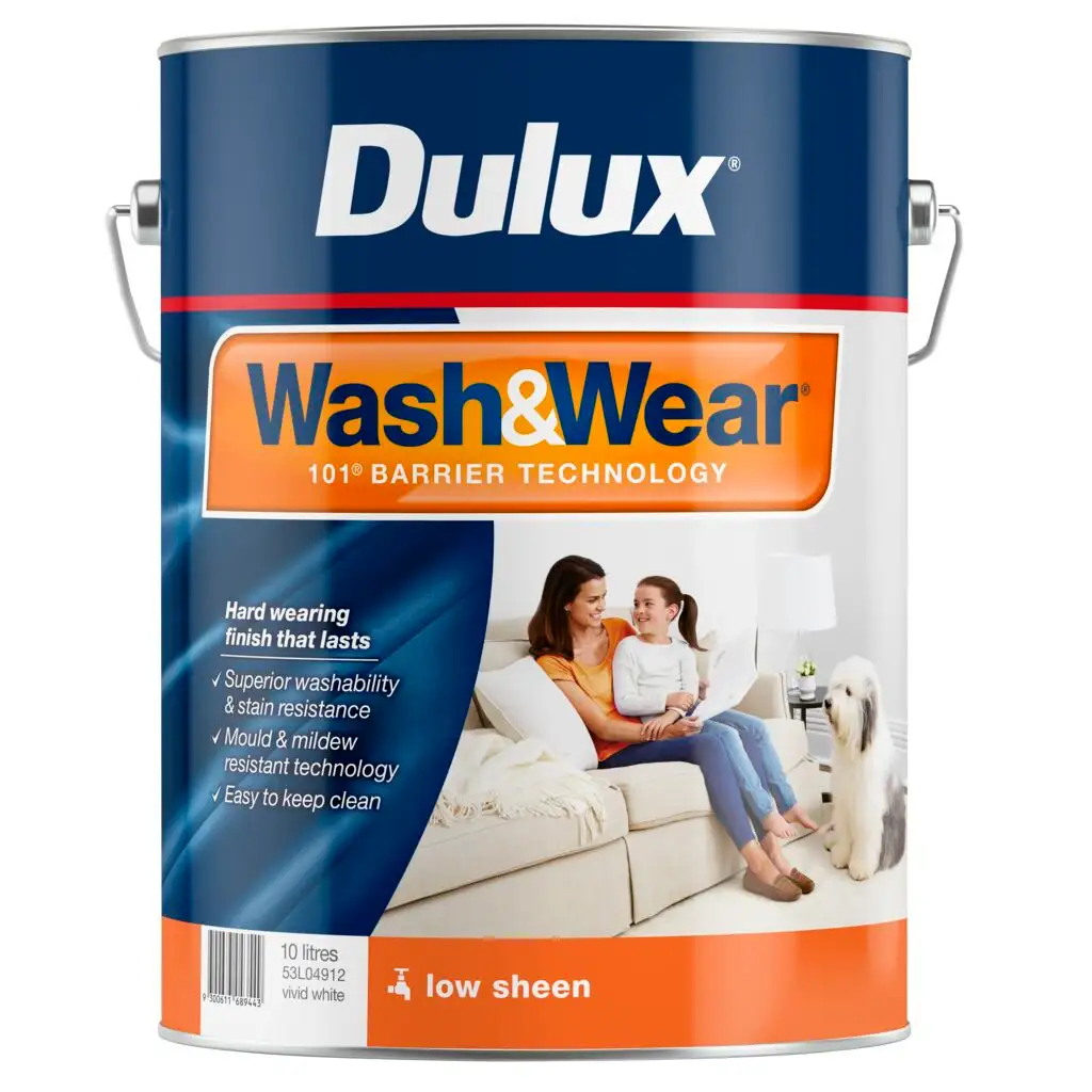 Dulux Wash & Wear Interior Low Sheen Vivid White 10L