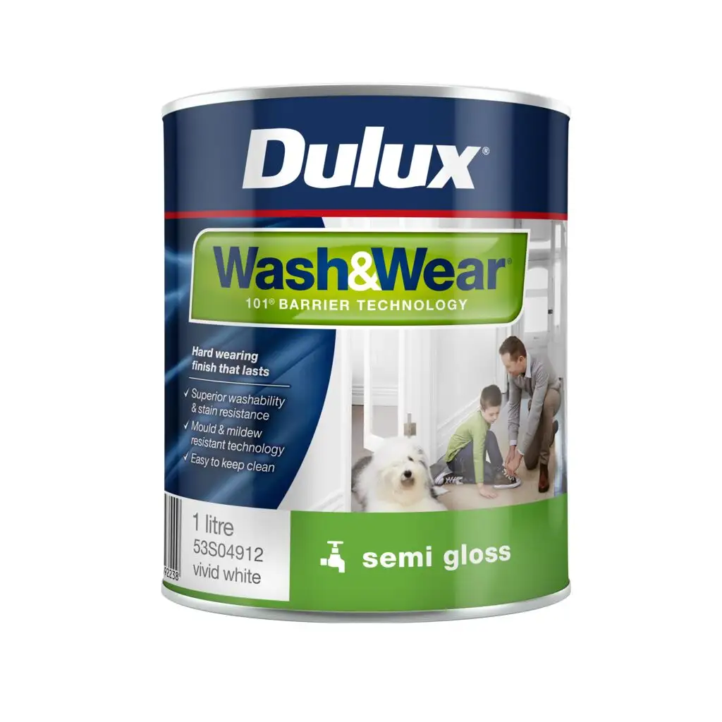 Dulux Wash & Wear Interior Semi Gloss White 1L