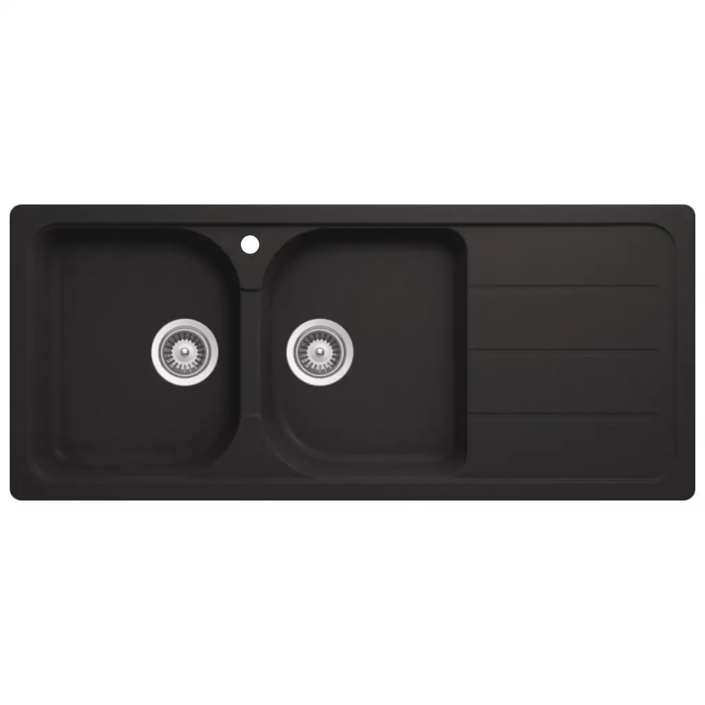 Hafele Quartz Sink Double RHD Tap Hole Onyx