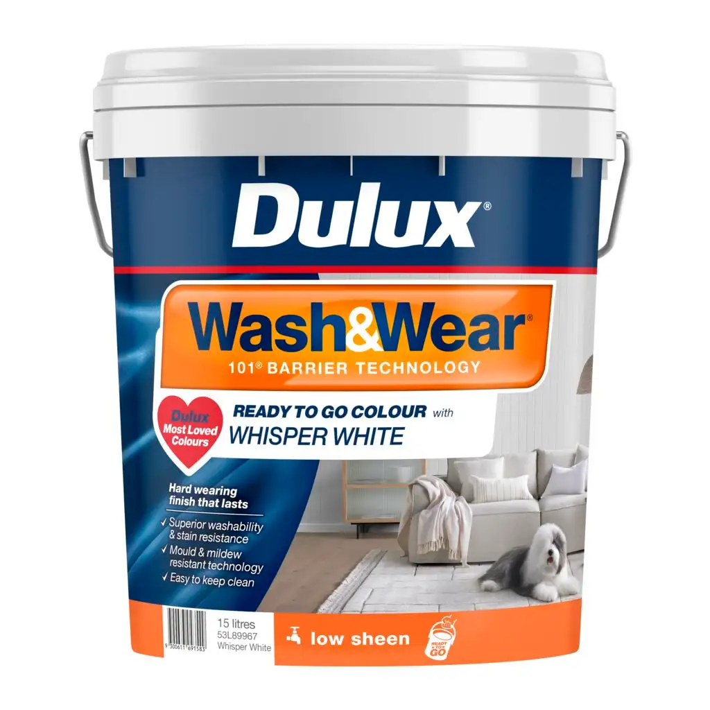 Dulux Wash & Wear Interior Low Sheen Whisper White 15L
