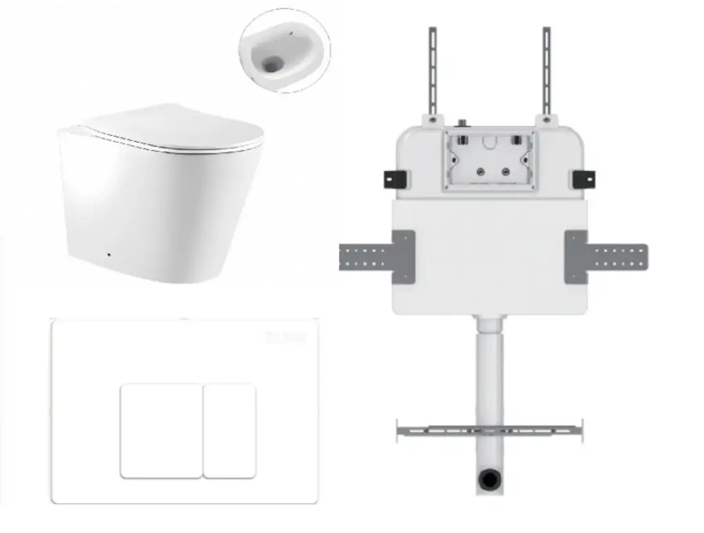 Zumi Pan Zero Rimless with Square ABS Plate & Cistern Matte White Z28SW