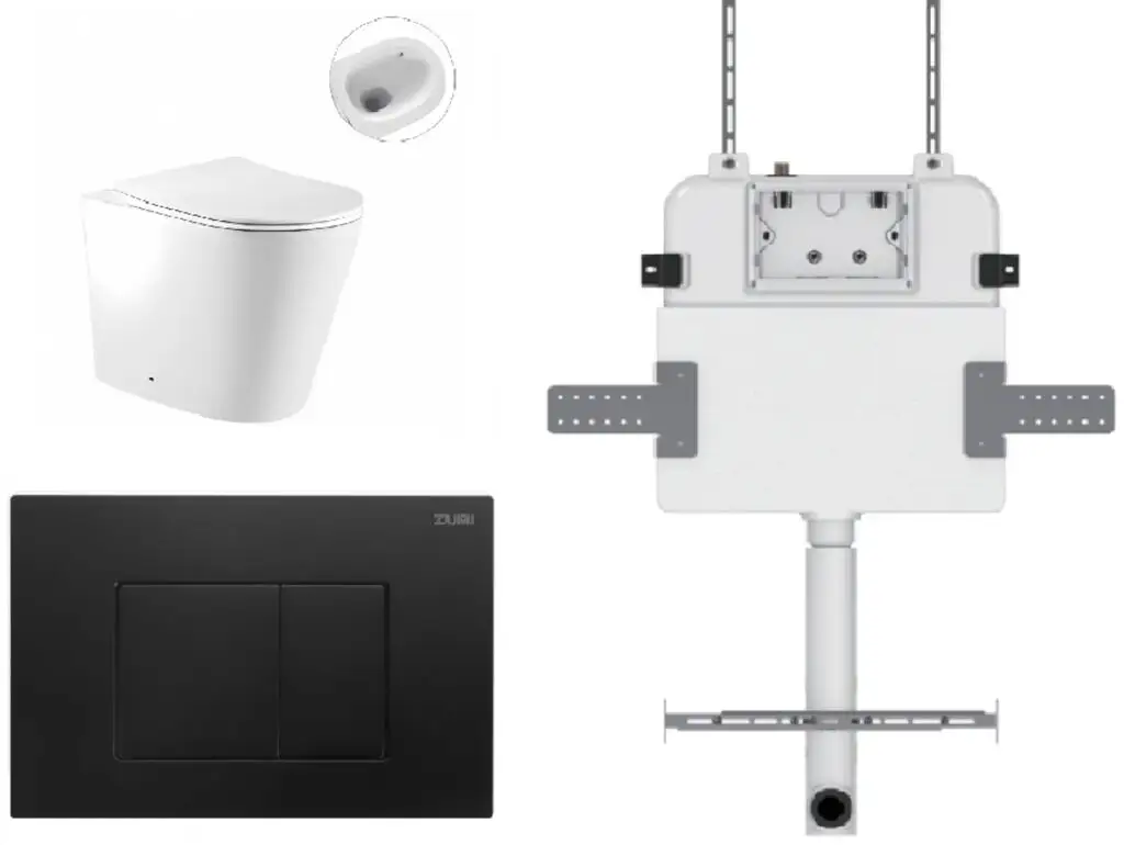 Zumi Zero Pan with Square ABS Plate & Cistern Matte Black Z28SB