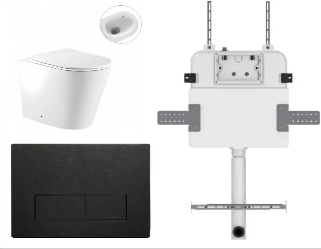 Zumi Zero Pan Zero with Square Stainless Steel Flush Plate & Cistern Gun Metal