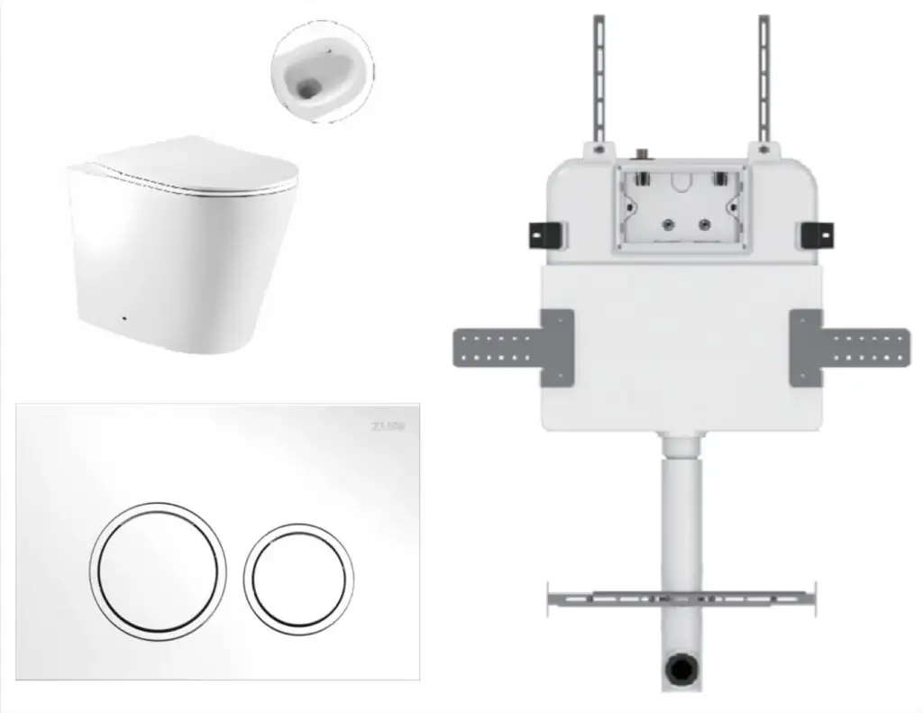 Zumi Zero Pan Zero with Round ABS Flush Plate & Cistern Matte White Z28RW