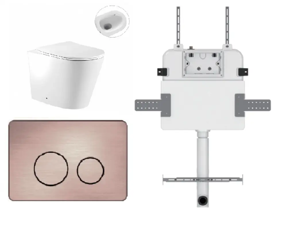 Zumi Zero Pan with Round Stainless Steel Flush Plate & Cistern Brush Bronze Z28BZ
