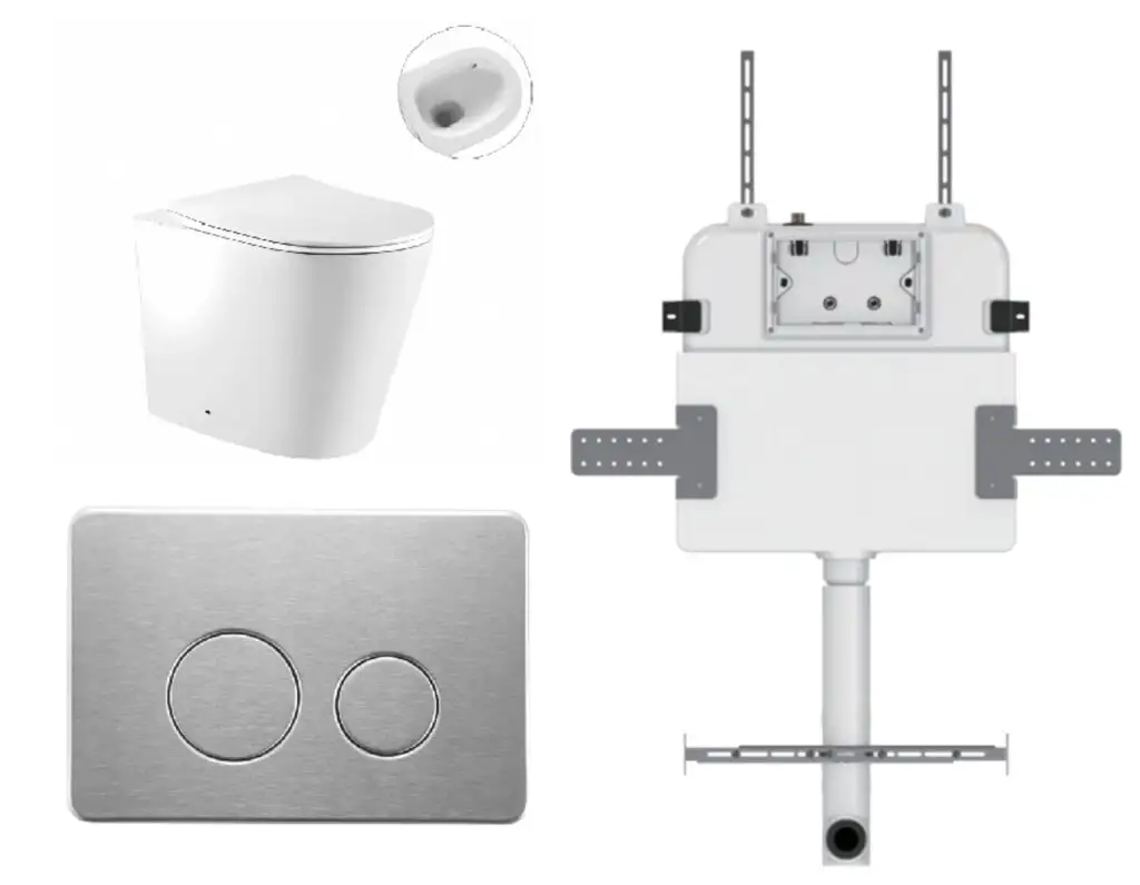 Zumi Zero Pan with Round Stainless Steel Flush Plate & Cistern Brushed Nickel Z28BN