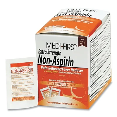 Medi-First 80433 Extra Strength Non-Aspirin Pain RelieverUnflavoredAcetaminophen