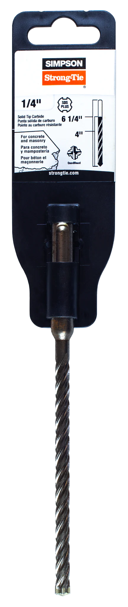 Simpson MDPL02506S 1/4 in. x 6-1/4 in. SDS-plus Shank Solid-Tip Carbide Drill Bit